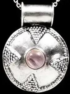 Exotic India Gemstone Round Shaped Sterling Silver Pendant