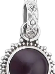 Exotic India Precious Ruby Gemstone Sterling Silver Pair Studded Pendant