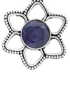 Exotic India Faceted Precious Sapphire Gemstone Sterling Silver Pendant