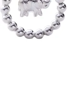 Exotic India Sterling Silver Round-Small Elephant Pendant