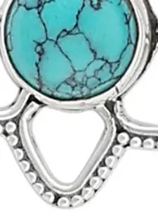 Exotic India Faceted Precious Turquoise Gemstone Sterling Silver Pendant Studded