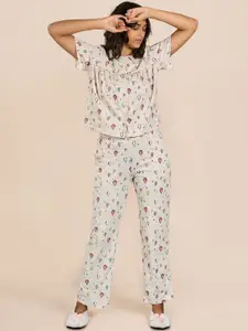 MAYSIXTY Women Printed Night suit