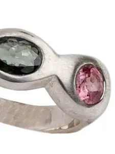 Exotic India Tourmaline Triple Stone Sterling Silver Ring