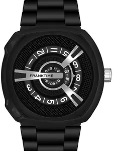 Franktime Men Brass Dial & Stainless Steel Bracelet Style Straps Analogue Watch FT-0020 BLK