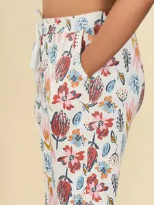 MAYSIXTY Women Printed Pure Cotton Lounge Pants