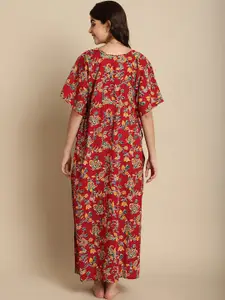 Secret Wish Ethnic Motifs Printed Pure Cotton Kaftan Maxi Nightdress