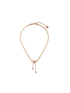 MYKI Gold-Plated Stainless Steel Cubic Zirconia Butterfly Shape Pendant With Chain