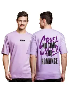 ADRO Men Typography Printed V-Neck Extended Sleeves Pockets T-shirt