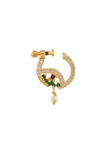 Silvermerc Designs Gold Plated Cubic Zirconia Ring Nosepin