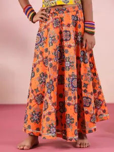 Sangria Yellow Girls Printed Gotta Patti Sleeveless Ready to Wear Lehenga Choli