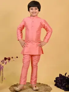 BT DEZINES Boys Jacquard Embroidered Sherwani with Kurta Pajama Set