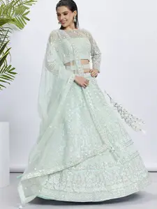 panchhi Embroidered Sequinned Net Semi Stitched Lehenga & Unstitched Blouse With Dupatta