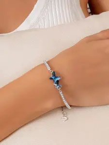 YouBella Silver-Plated Crystal Wraparound Bracelet