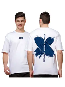 ADRO Men Typography Extended Sleeves Applique T-shirt