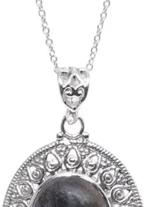 Exotic India Labradorite Gemstone Sterling Silver Oval Pendant