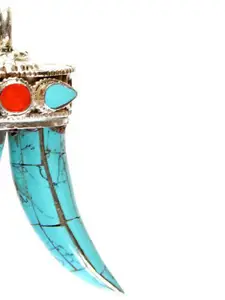 Exotic India Twin Claw Inlay Sterling Silver Pendant