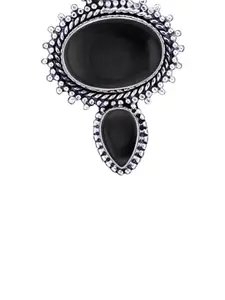 Exotic India Black Onyx Stone Sterling Silver Pendant