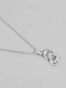 Zavya 925 Sterling Silver Rhodium-Plated Cubic Zirconia Heart Shaped Pendant with Chain