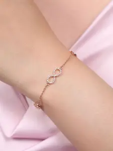 Zavya 925 Sterling Silver Rose Gold-Plated Cubic Zirconia Wraparound Bracelet