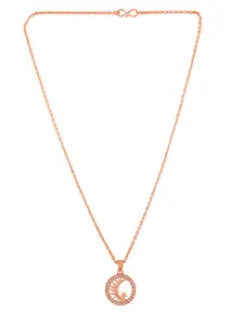Silvermerc Designs Rose-Gold-Plated Cubic Zirconia Studded Pendant With Chain
