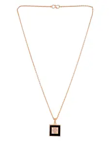 Silvermerc Designs Rose Gold Plated Cubic Zirconia Square Pendant With Chain