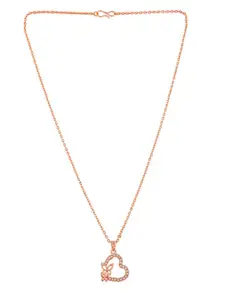 Silvermerc Designs Rose Gold-Plated CZ Stone Studded Brass Pendant With Chains