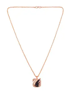 Silvermerc Designs Rose Gold-Plated Cubic Zirconia-Studded Pendant With Chain