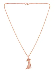 Silvermerc Designs Rose Gold-Plated Cubic Zirconia Pendant With Chain