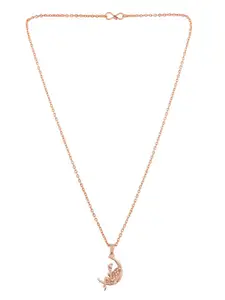 Silvermerc Designs Rose Gold Plated Cubic Zirconia Stone Pendant With Chain