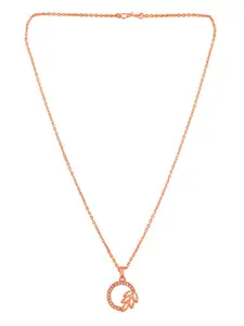 Silvermerc Designs Rose Gold-Plated CZ Stone Studded Oval Pendants With Chains