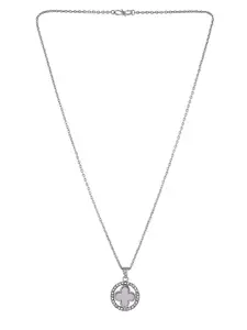 Silvermerc Designs Silver Plated Cubic Zirconia Studded Pendant with Chain