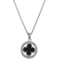 Silvermerc Designs Silver-Plated CZ-Studded Brass Circular Pendant With Chain