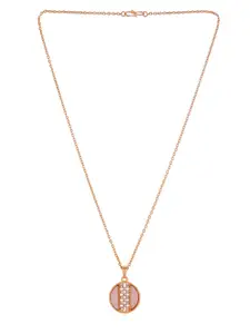 Silvermerc Designs Rose Gold-Plated Cubic Zirconia-Studded Circular Pendant With Chain