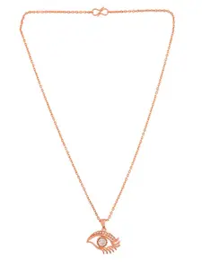 Silvermerc Designs Rose Gold-Plated CZ Stone Studded Brass Heart Pendants With Chains