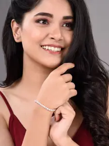 Saraf RS Jewellery Rose Gold-Plated American Diamond Studded Wraparound Bracelet