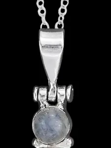 Exotic India Rainbow Moonstone Sterling Silver Beautifully Designed Pendant
