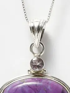 Exotic India Purple Turquoise Gemstone Sterling Silver Beautiful Pendant