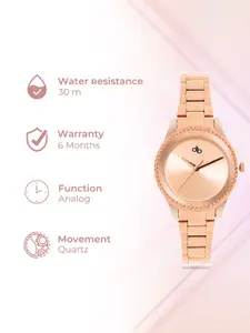DressBerry Women Brass Embellished Dial & Stainless Steel Bracelet Style Straps Analogue Watch DB105