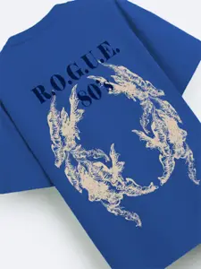 ADRO Men Graphic Printed Drop-Shoulder Sleeves Cotton Oversized T-Shirt