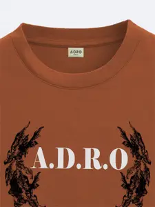 ADRO Men Graphic Printed Drop-Shoulder Sleeves Cotton Oversized T-Shirt