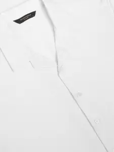 HIGHLANDER Men Cuban Collar Solid Cotton Relaxed Fit Casual Shirt