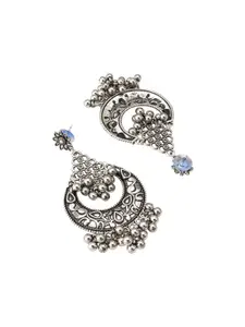 aadita Silver-Plated Crescent Shaped Chandbalis