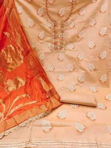 KALINI Printed Zari Pure Cotton Unstitched Dress Material