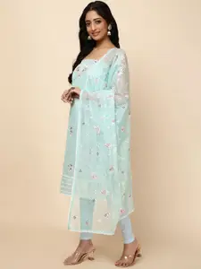 Meena Bazaar Floral Embroidered Unstitched Dress Material