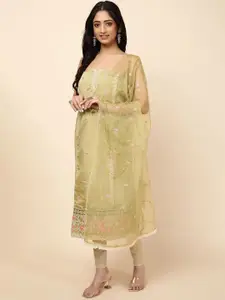 Meena Bazaar Floral Embroidered Sequinned Unstitched Dress Material