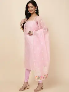 Meena Bazaar Floral Embroidered Unstitched Dress Material