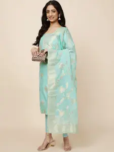 Meena Bazaar Art Silk Woven Design Unstitched Dress Material