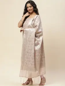 Meena Bazaar Art Silk Woven Design Unstitched Dress Material