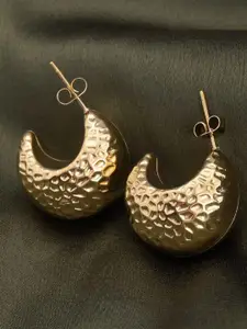 PALMONAS Hammered Gold-Plated Stainless Steel Circular Hoop Earrings