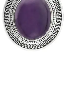 Exotic India Large Gemstone Studded Sterling Silver Pendant